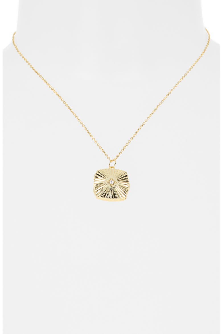 Fluted Square Locket Necklace, Alternate, color, CLEAR- GOLD