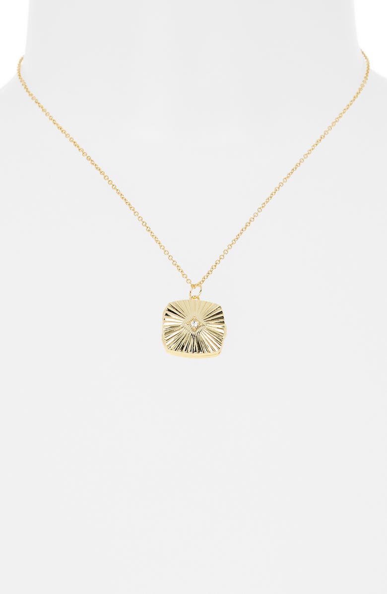 Leith Fluted Square Locket Necklace, Alternate, color, Clear- Gold