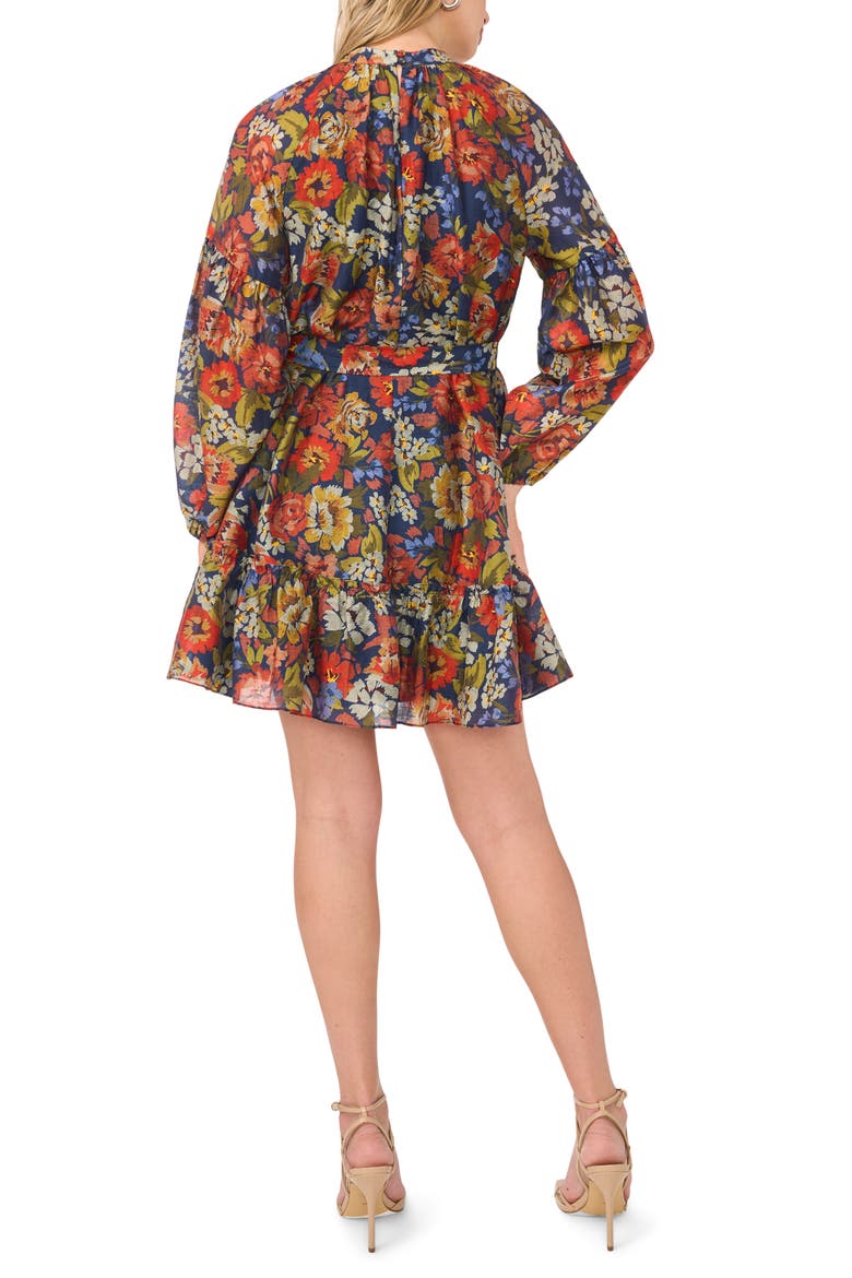 Floral Long Sleeve Minidress, Alternate, color, CLASSIC NAVY