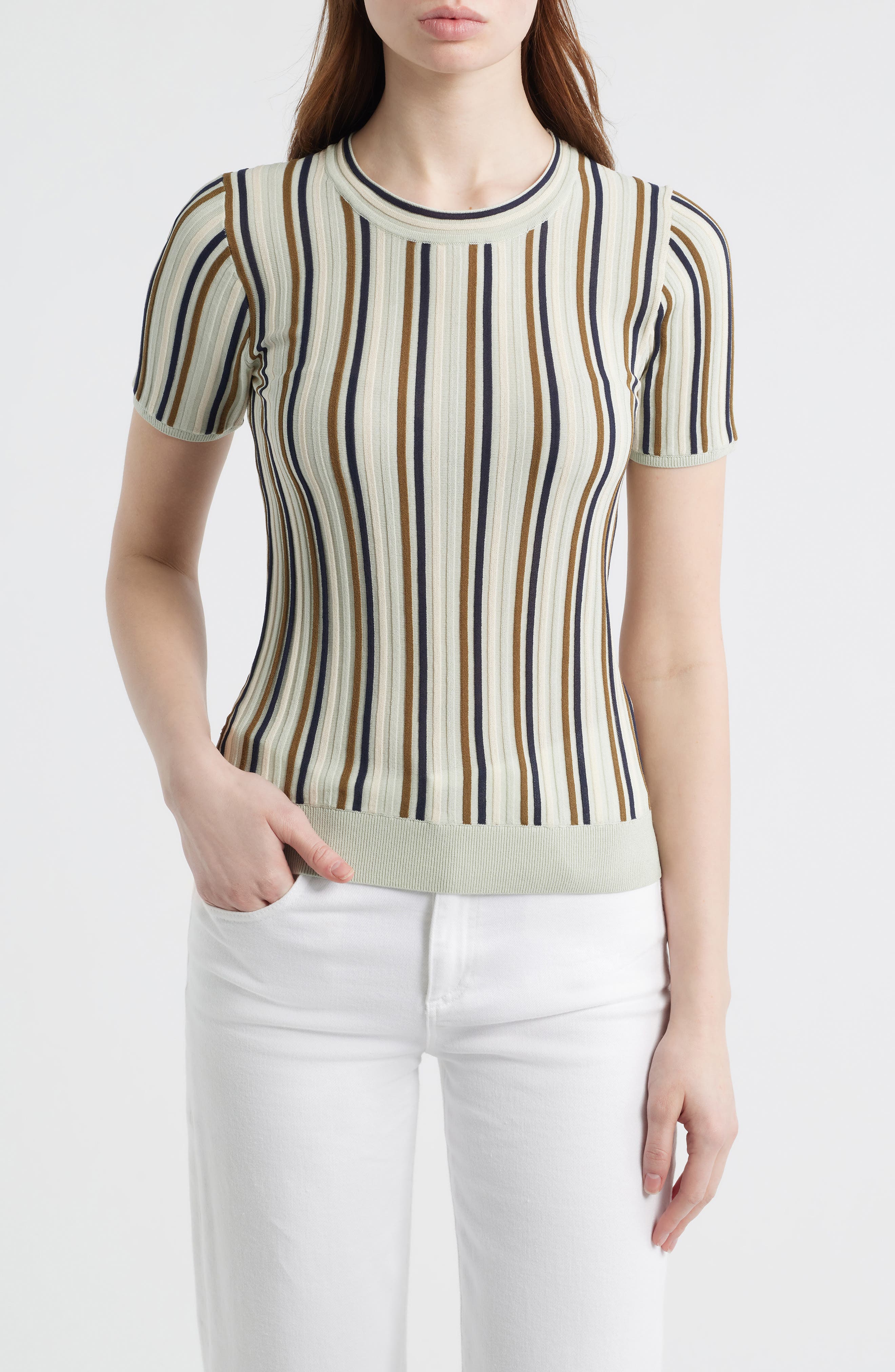 Victoria Stripe Rib Knit Top