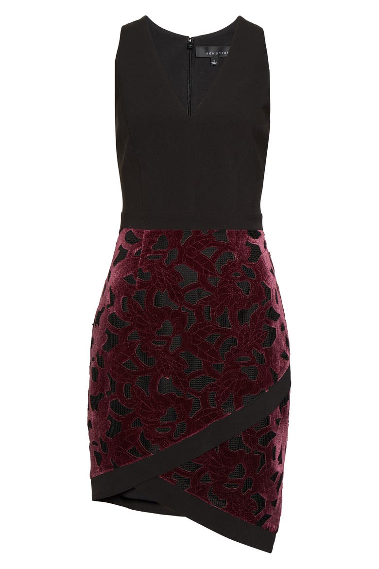 Skyla Mixed Media Dress, Alternate, color, PLUM-BLACK