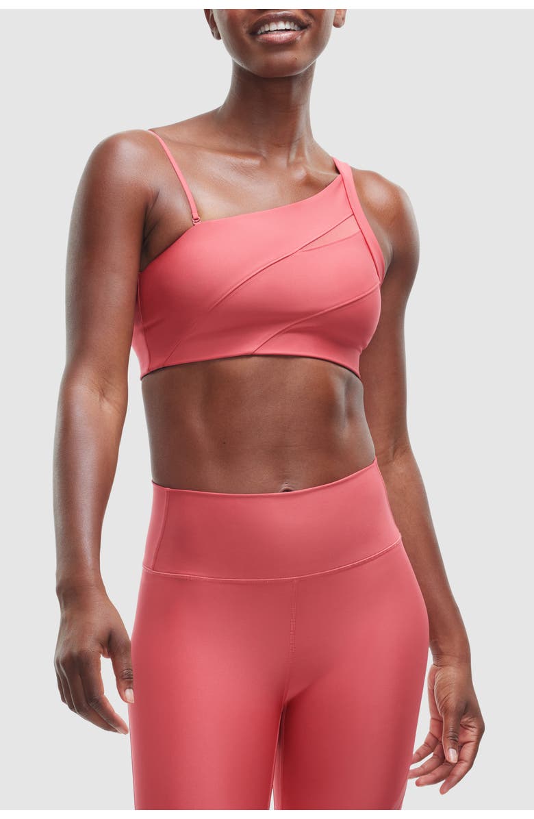 Peloton Endurance Light One Shoulder Bra, Alternate, color, Brick Red