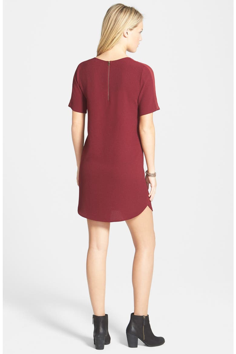 Sheer Trim Shift Dress, Alternate, color, WINE
