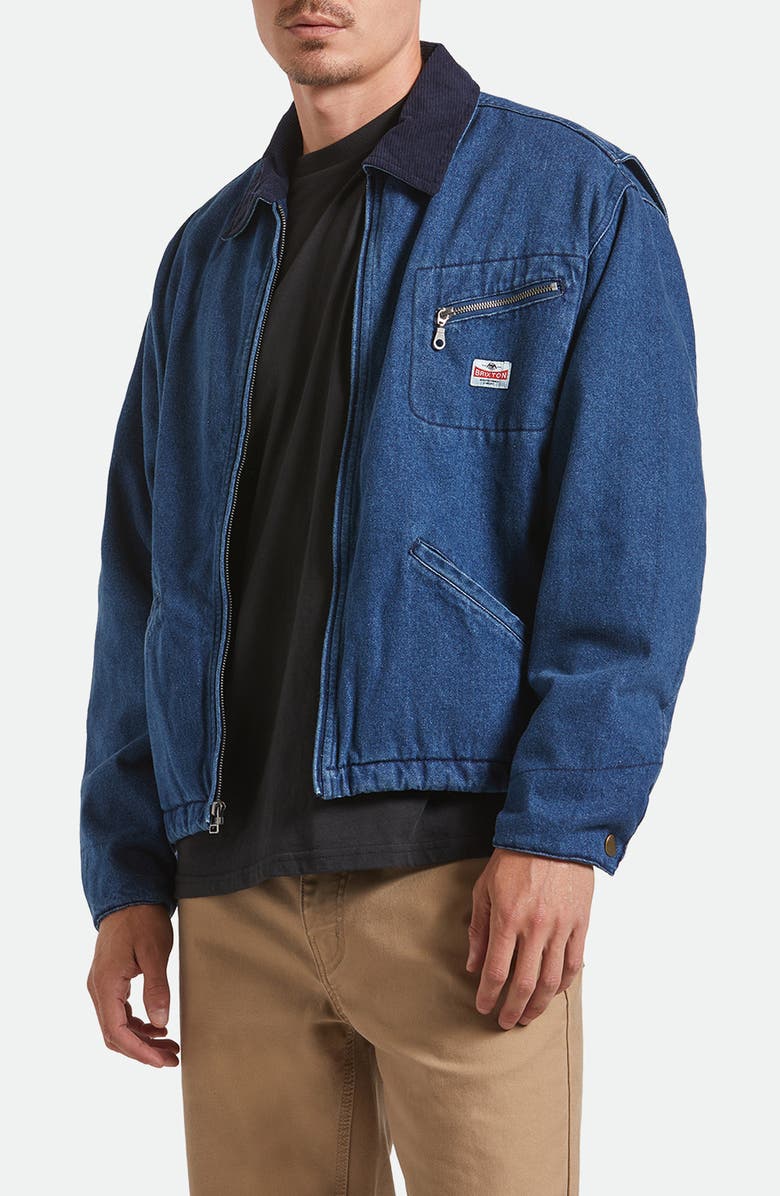 Brixton Altered Threads Garage Mechanic Denim Jacket, Main, color, Medium Wash Denim