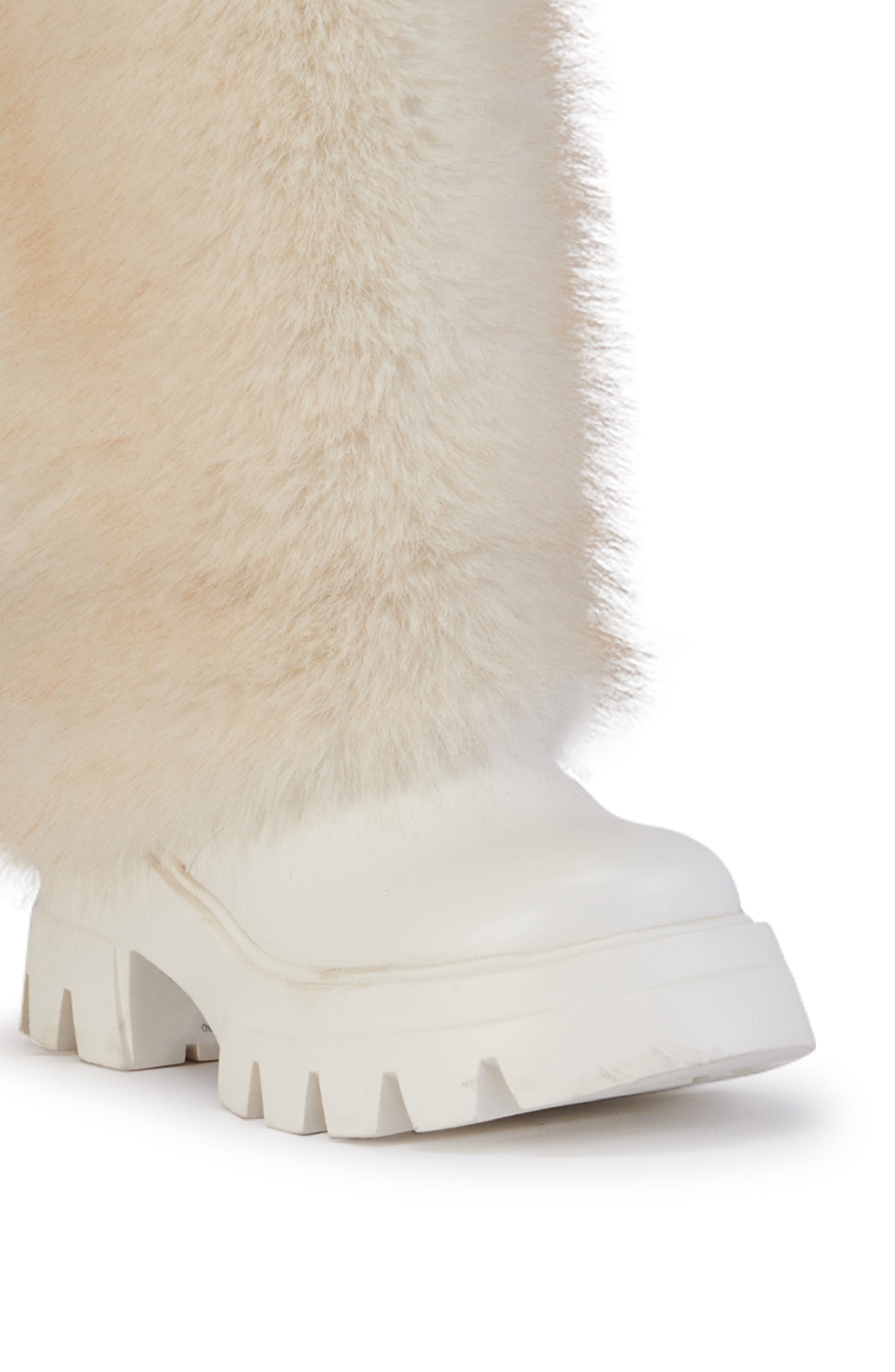 AZALEA WANG Ahsoka Faux Shearling Lug Sole Boot, Alternate, color, White