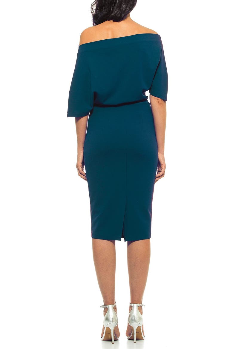 Olivia Draped One-Shoulder Dress, Alternate, color, BLUE TEAL