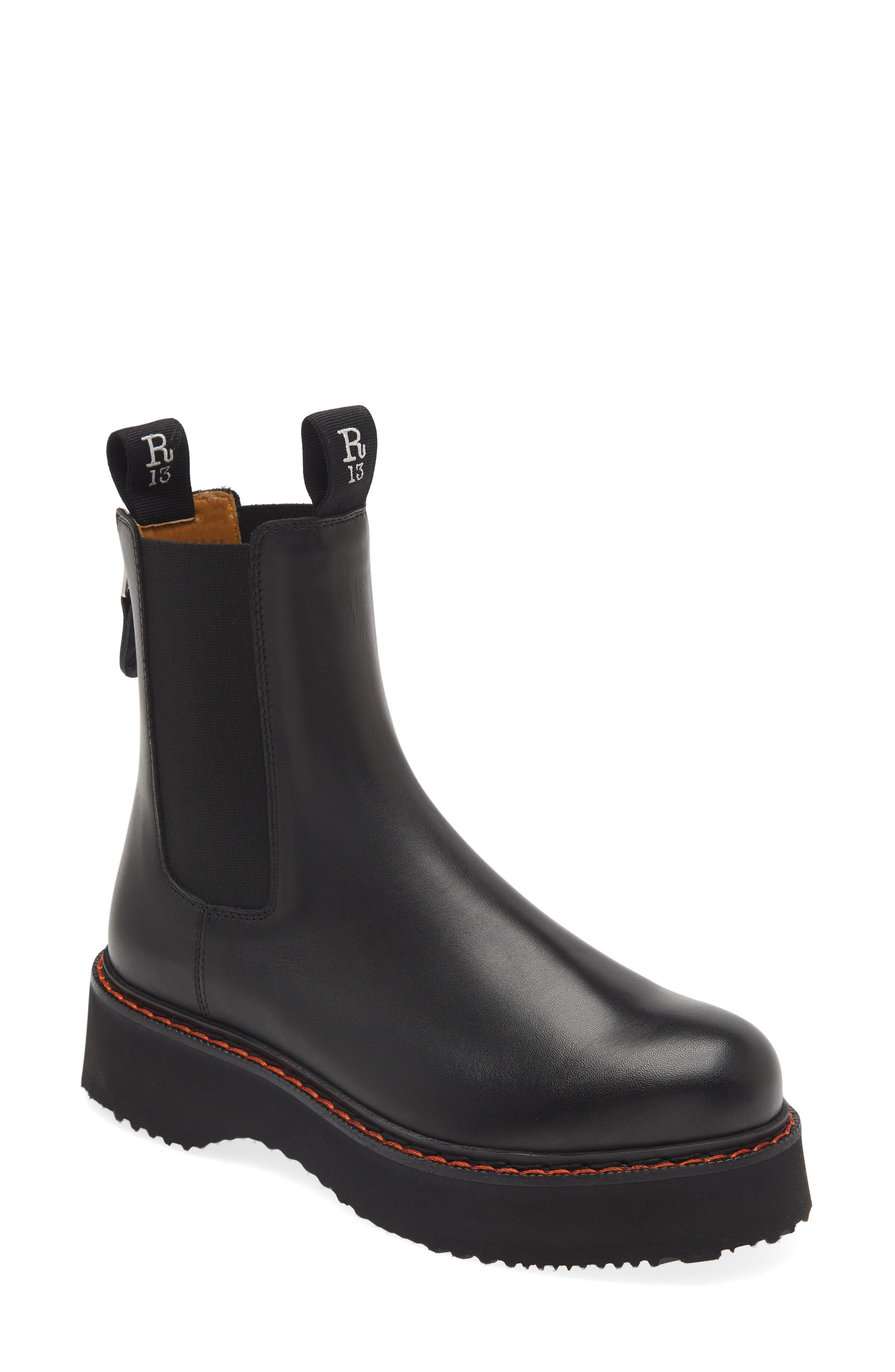 R13 Platform Chelsea Boot, Main, color, Black
