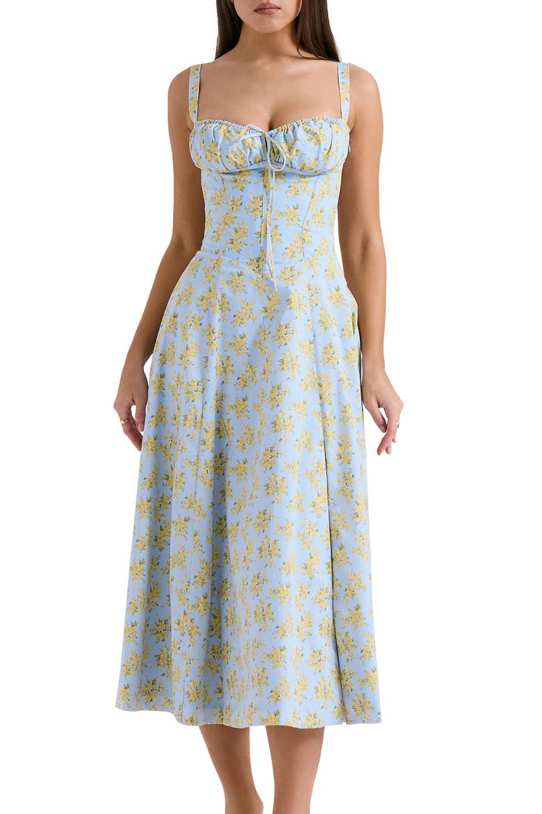 Carmen Bustier Sundress, Alternate, color, PRINT LIGHT BLUE