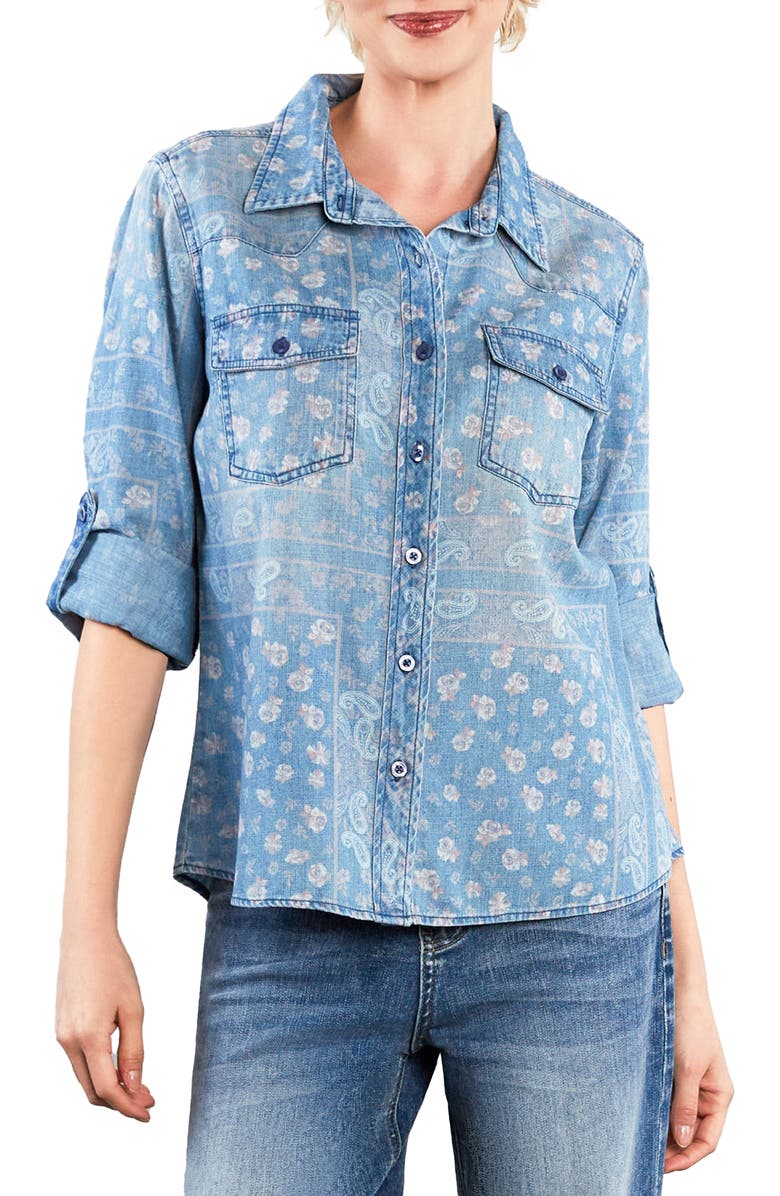 Billy T Bandana Print Short Sleeve Button-Up Shirt, Main, color, Pink Handkerchief