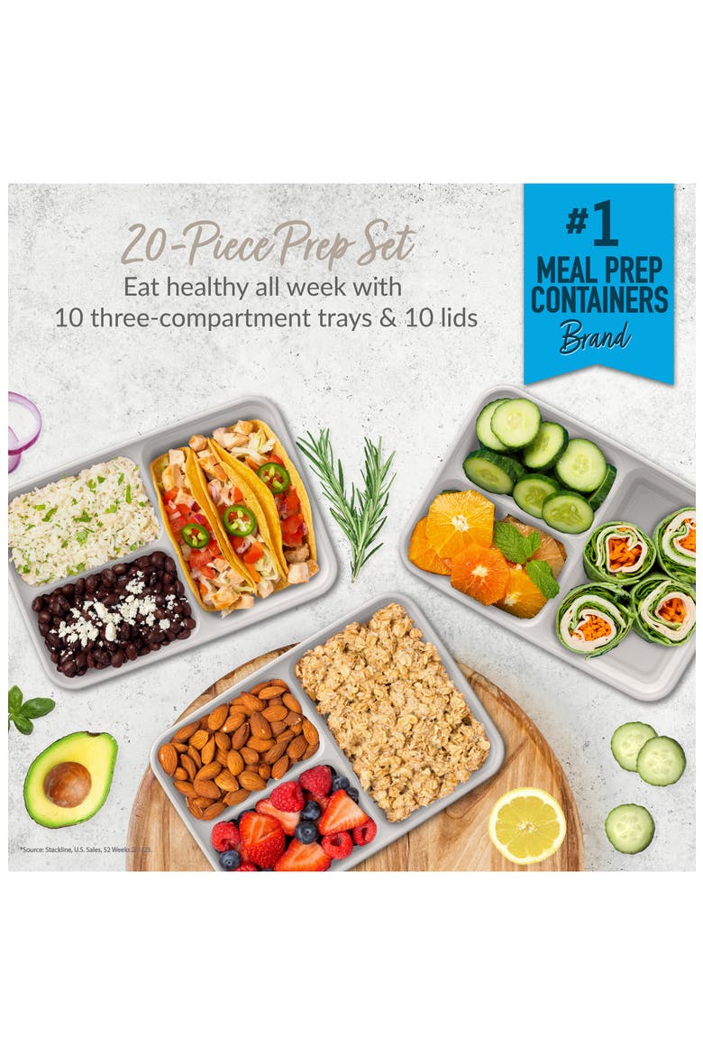 10-Pack Meal Prep Container Set, Alternate, color, STONE GRAY