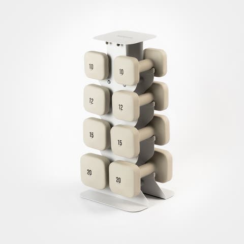 SafeGrip Dumbbells Upper Set with Light Rack - Rose - 10, 12, 15, 20lbs