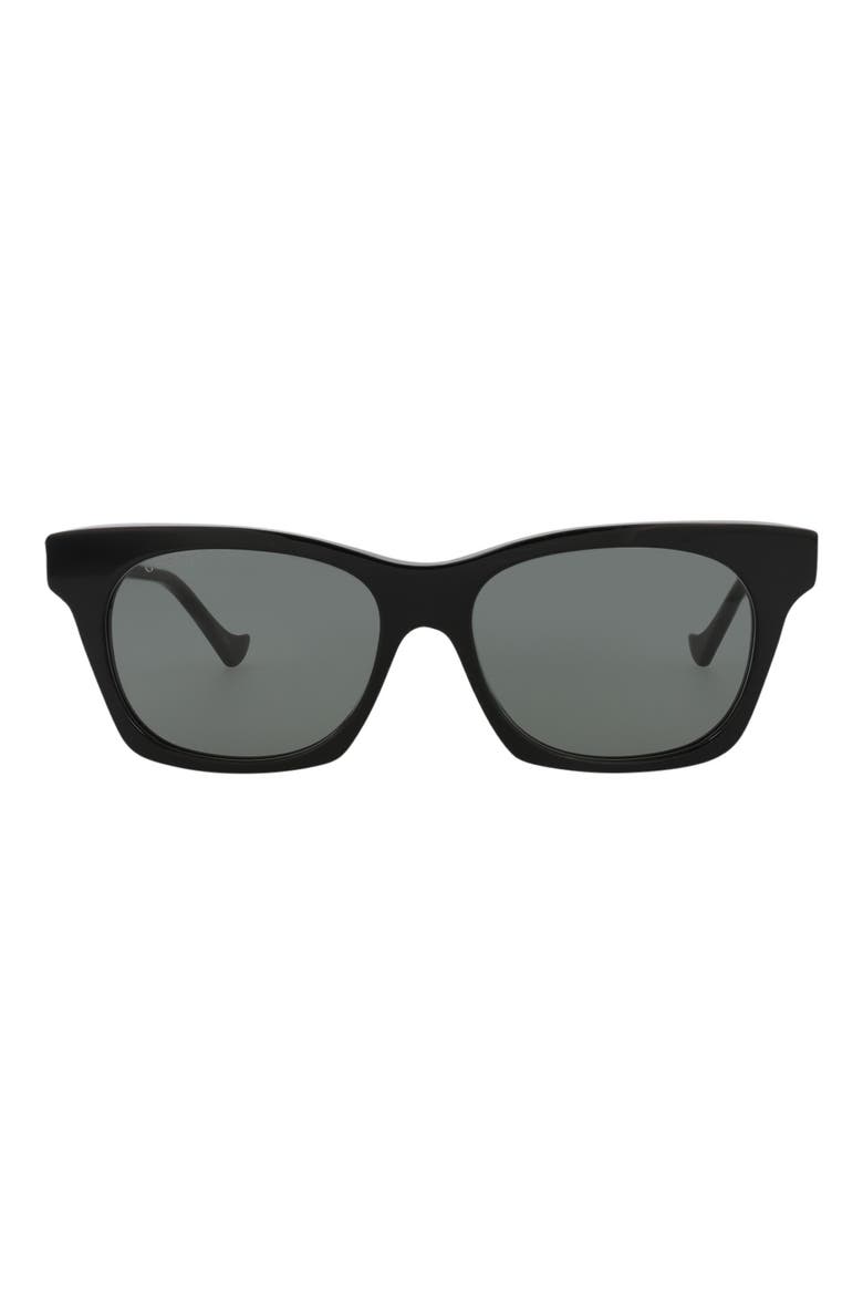 55mm Square Crystal Embellished Sunglasses, Main, color, BLACK BLACK GREY
