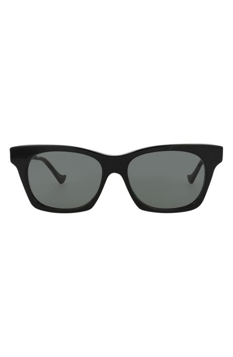 55mm Square Crystal Embellished Sunglasses