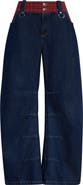Chopova Lowena High Waist Plaid Apple Bottom Wide Leg Jeans