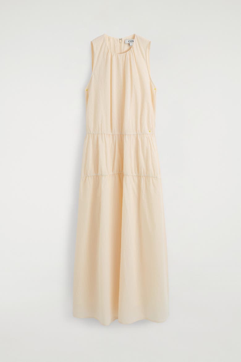 Gathered Tiered Cotton Maxi Dress, Alternate, color, IVORY