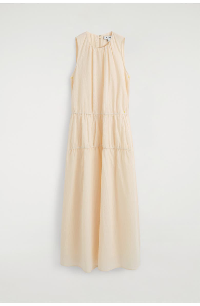 COS Gathered Tiered Cotton Maxi Dress, Alternate, color, Ivory