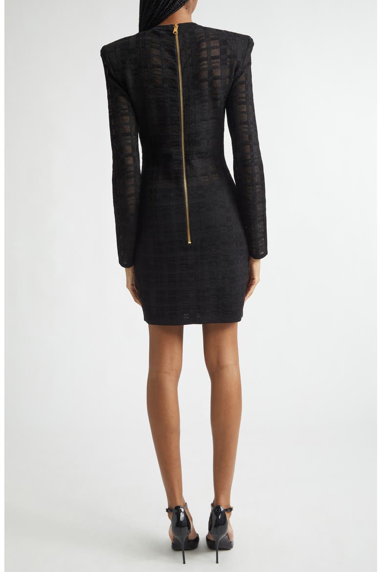 Tartan Tattoo Embellished Long Sleeve Minidress, Alternate, color, 0PA BLACK
