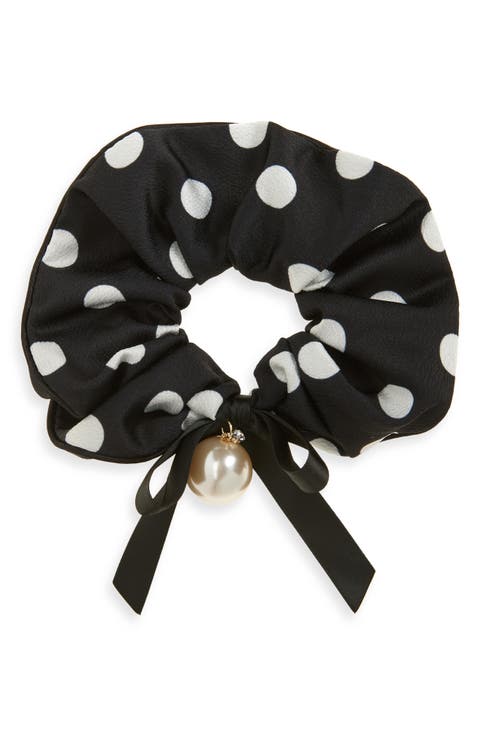 Polka Dot Hammered Satin Scrunchie