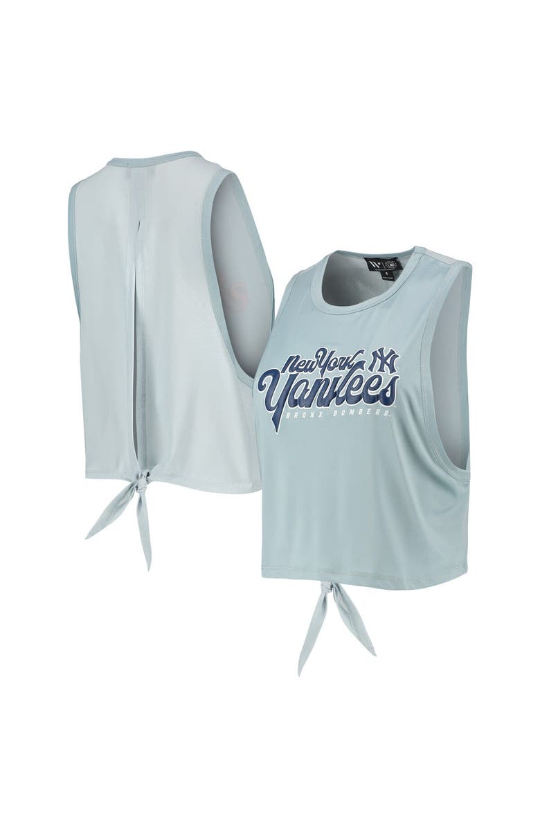 THE WILD COLLECTIVE Women's The Wild Collective Light Blue New York Yankees Open Back Twist-Tie Tank Top, Main, color, Blue