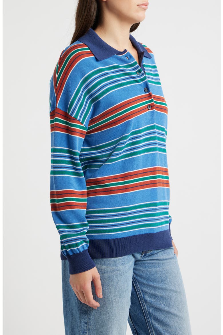 Harlow Oversized Striped Long Sleeve Polo, Alternate, color, JUAN STRIPE