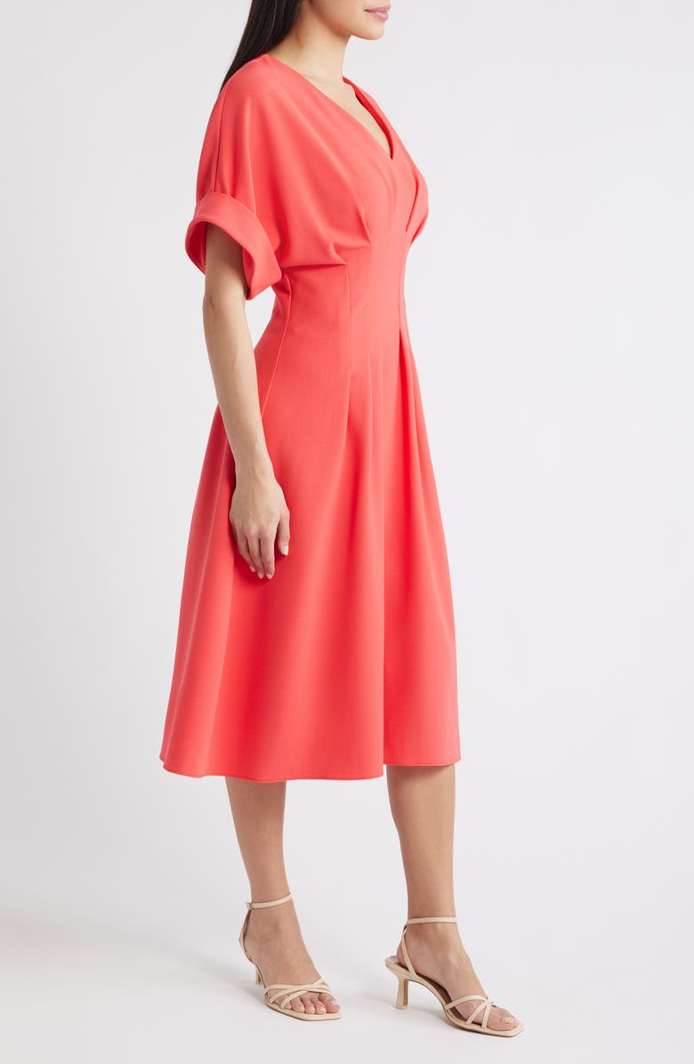 Eliza J Dolman Sleeve Midi Dress, Alternate, color, Coral