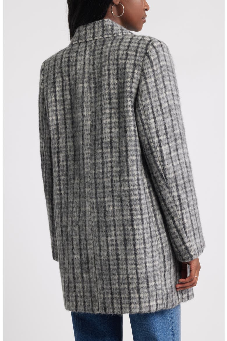 Chunky Herringbone Double Breasted Coat, Alternate, color, GREY- BLACK PLAID