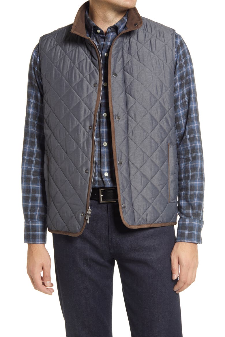 Essex Water Repellent Quilted Traveler Vest, Main, color, IRON
