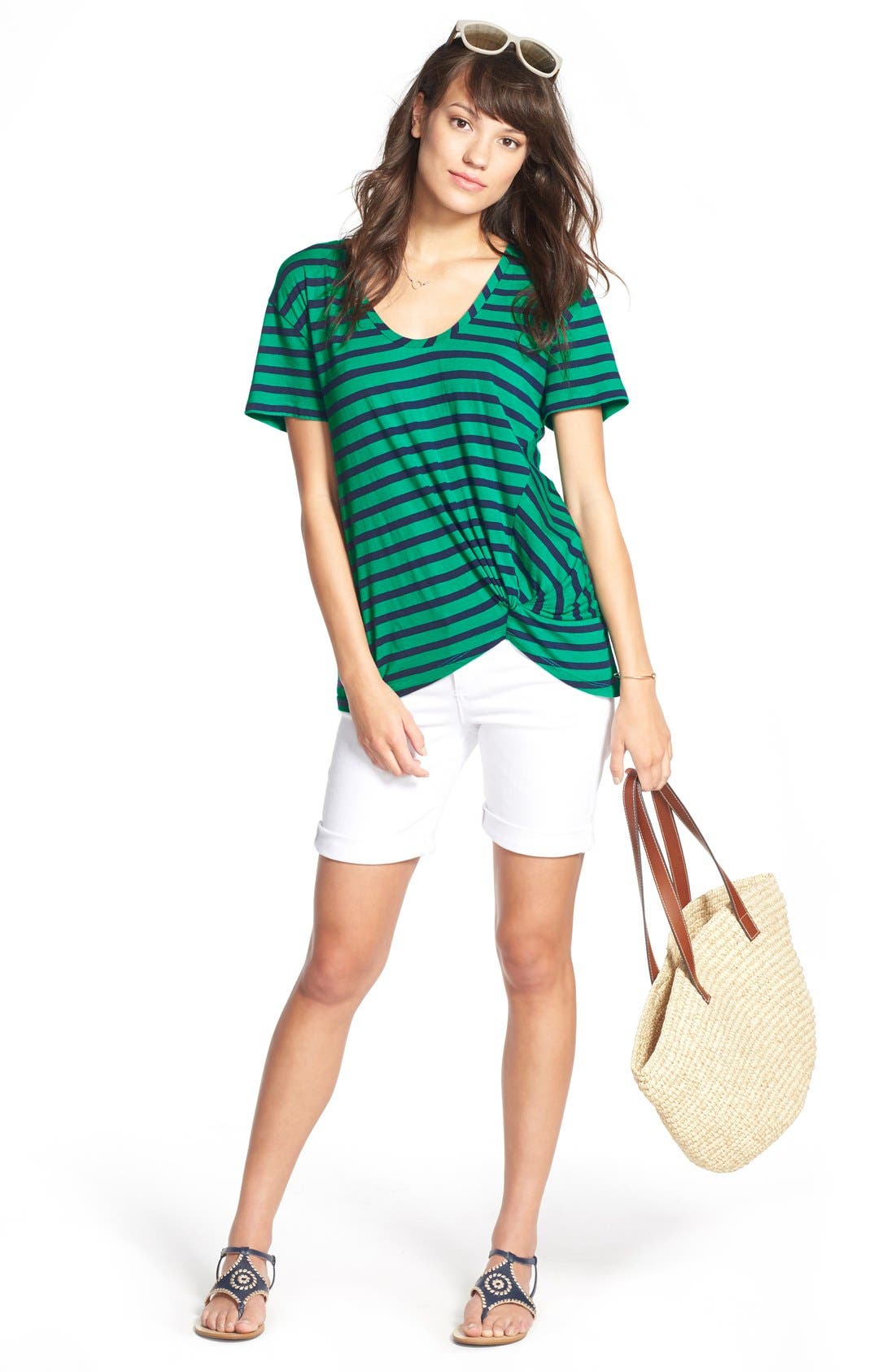Halogen® Knot Front Tee (Women) | Nordstrom