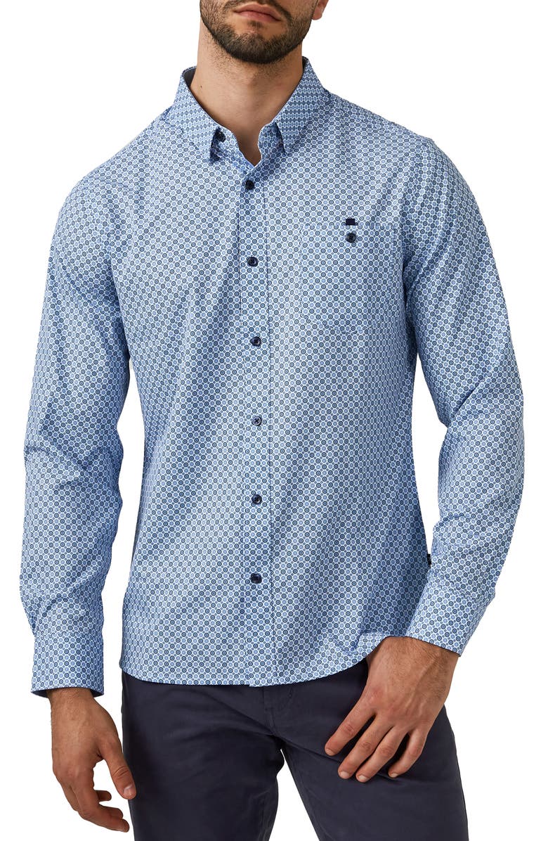7 Diamonds Liberty Medallion Performance Button-Up Shirt, Main, color, 