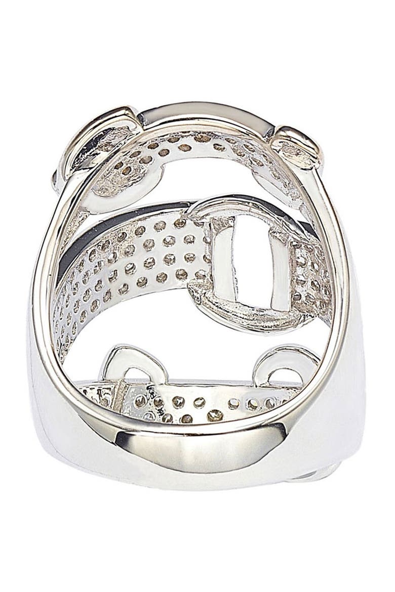 Sterling Silver CZ Triple Buckle Ring, Alternate, color, WHITE