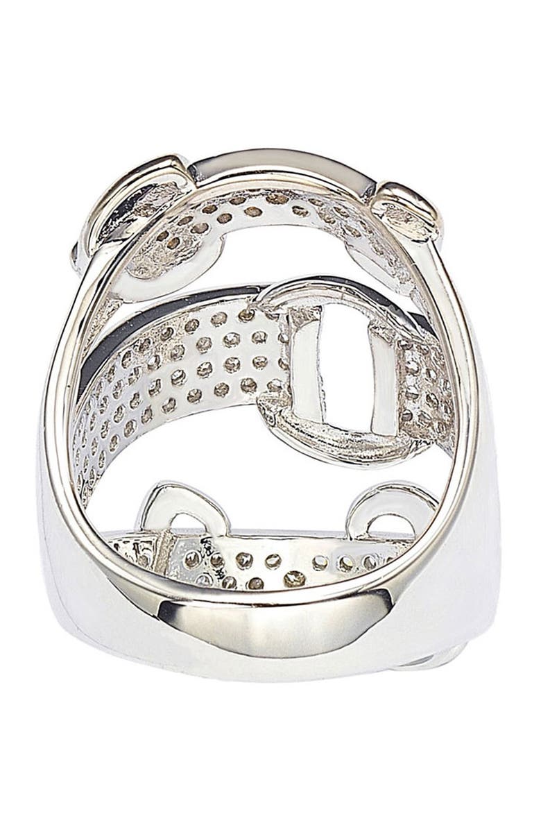 SUZY LEVIAN Sterling Silver CZ Triple Buckle Ring, Alternate, color, White