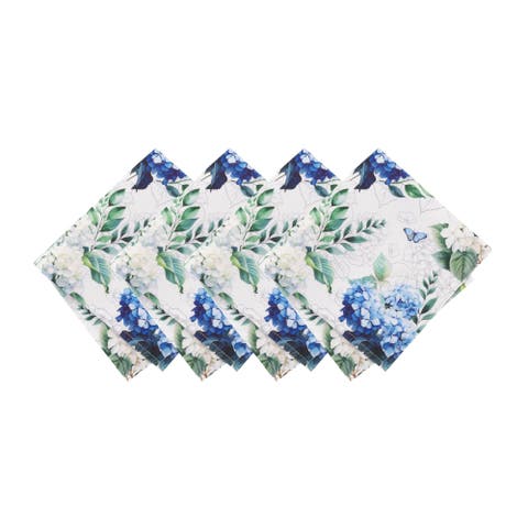 Hydrangea Bloom Floral Dinner Napkins Set of 4 Multicolor - 17"W x 17"L