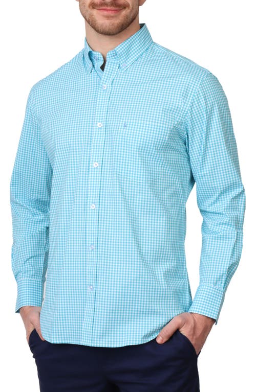TAILORBYRD TAILORBYRD GINGHAM STRETCH COTTON BUTTON-UP SHIRT 