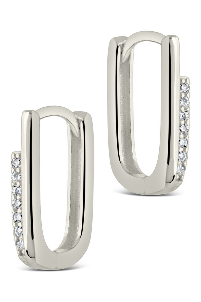CZ Pavé Hoop Earrings, Alternate, color, SILVER