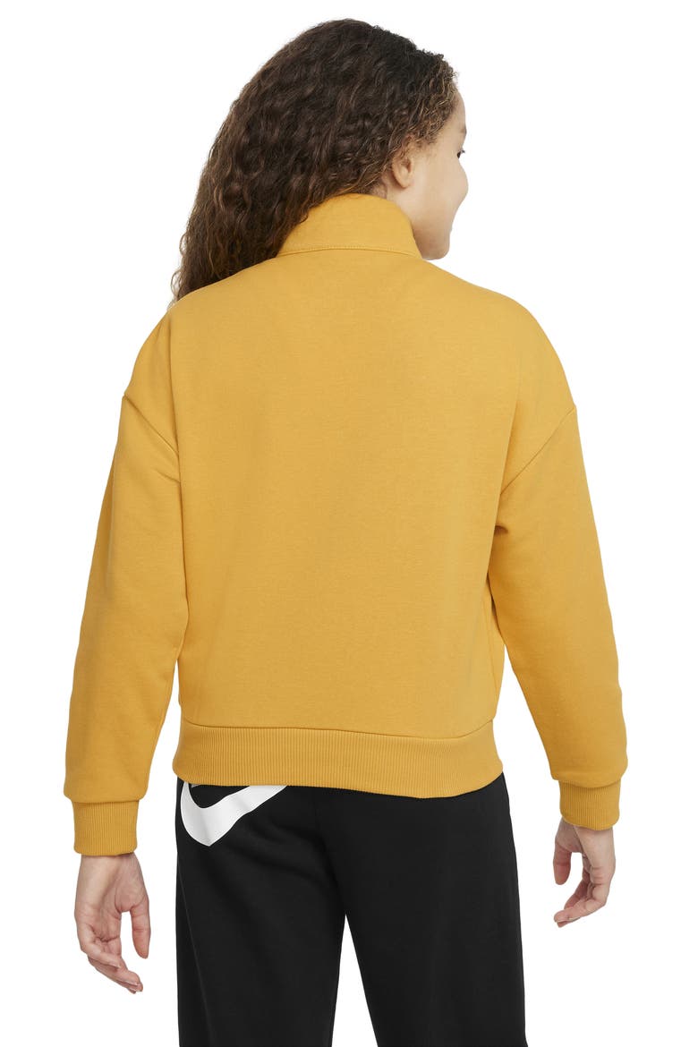 Kids' Club Fleece Half Zip Sweatshirt, Alternate, color, YELLOW OCHRE/ WHITE