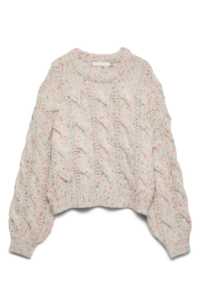 VERO MODA Zena Nep Cable Sweater, Alternate, color, Birch Detail Combo