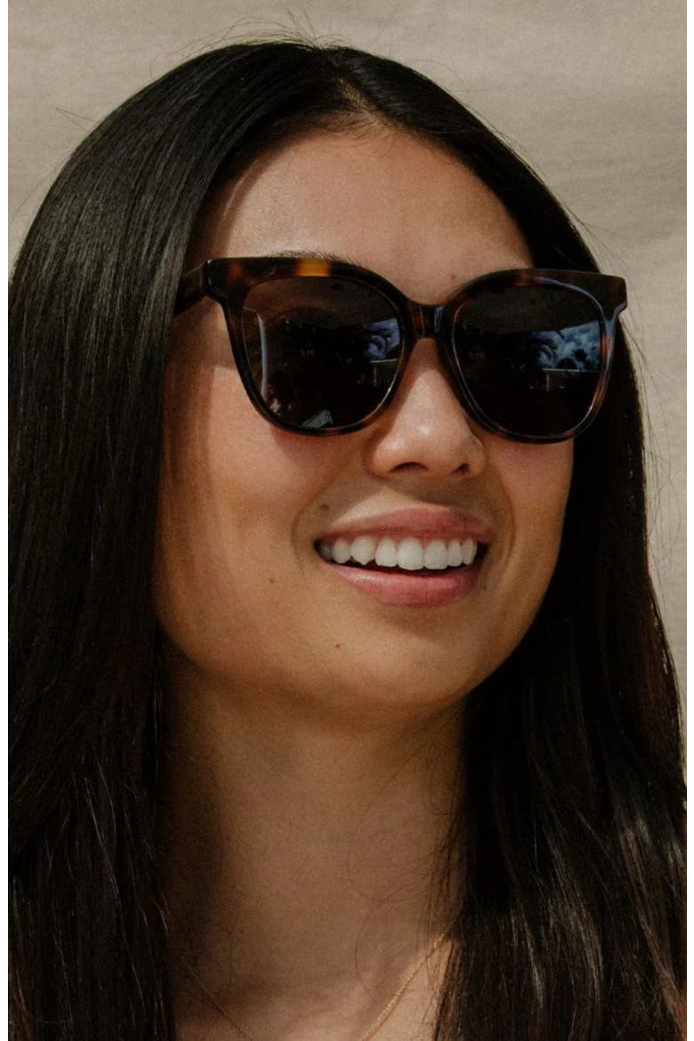 Mahina 56mm Medium Bridge Wide Width Polarized Cat Eye Sunglasses, Alternate, color, TIGER EYE TORTOISE / TAN LENS