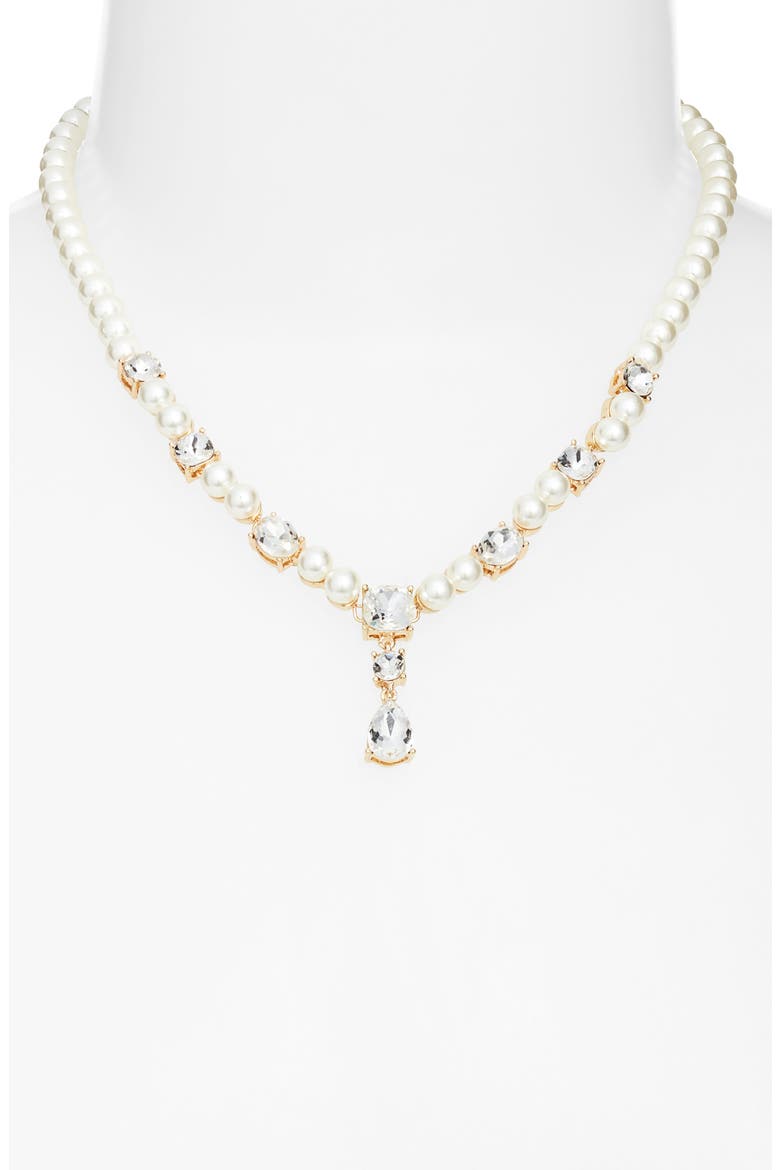 Faux Pearl Collar Necklace, Alternate, color, CLEAR- WHITE- GOLD