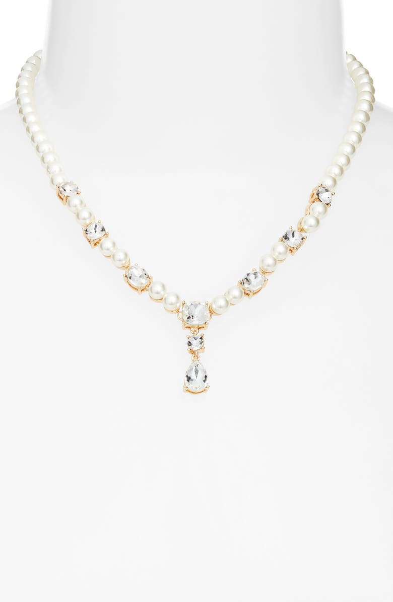 Nordstrom Faux Pearl Collar Necklace, Alternate, color, Clear- White- Gold