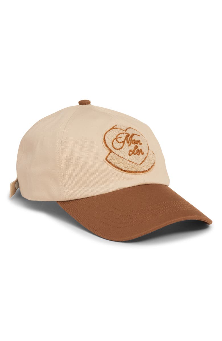 Moncler Two-Tone Logo Patch Adjustable Baseball Cap, Main, color, Beige