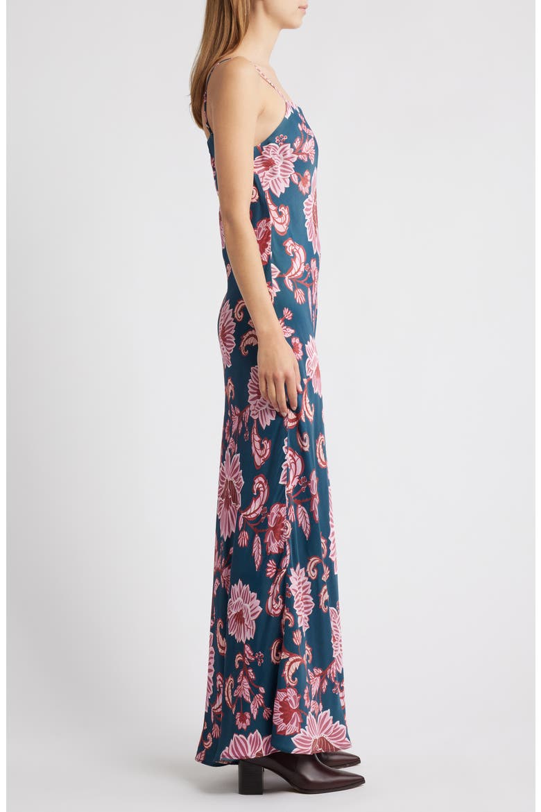 Flower Delicacy Paisley Slipdress, Alternate, color, DARK BLUE
