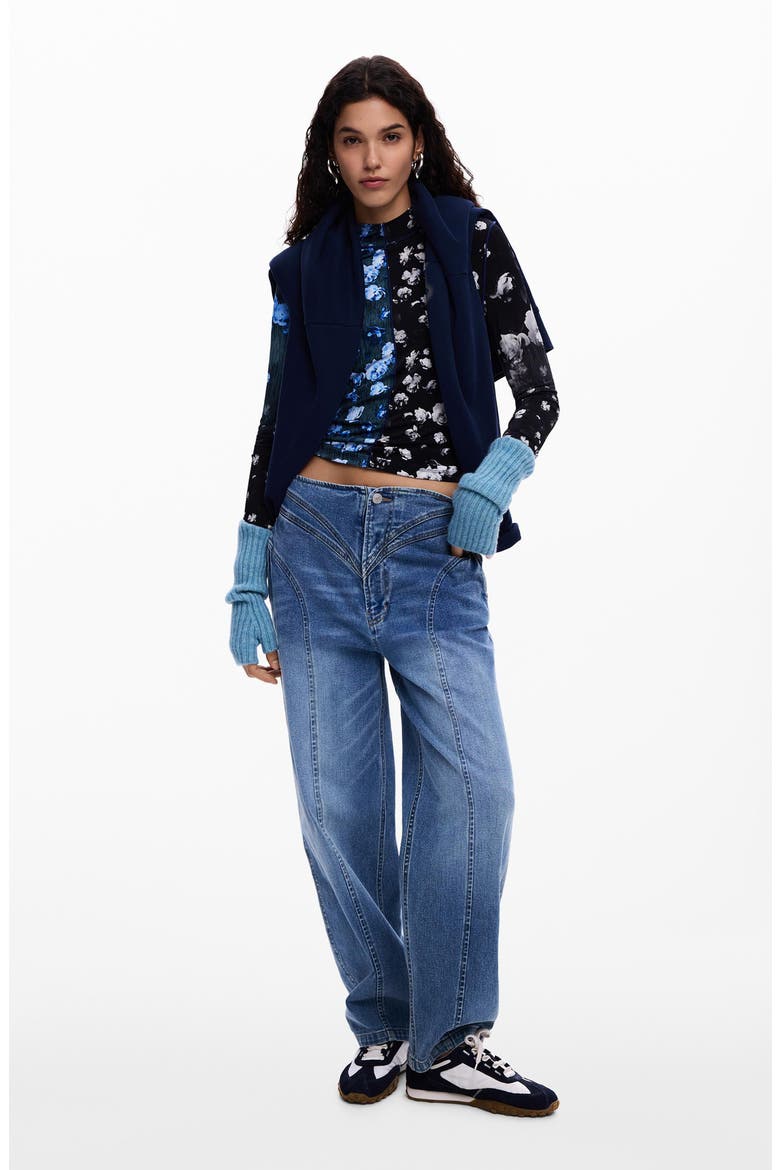 Floral Print Long Sleeve Shirt, Alternate, color, BLACK