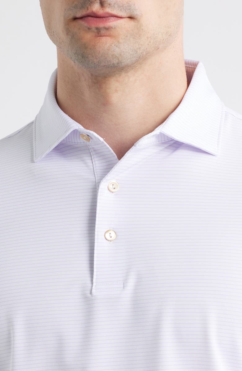 Peter Millar Highland Performance Jersey Polo, Alternate, color, White / Petal Purple