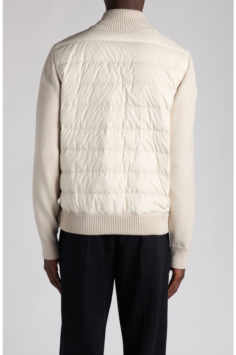 Wool Knit & Quilted Down Cardigan, Alternate, color, SOFT BEIGE