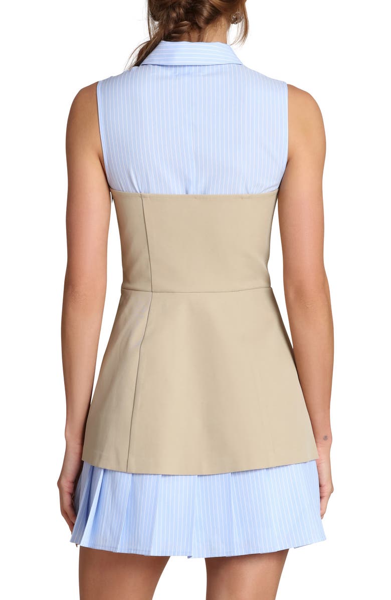 Avec Les Filles Sleeveless Mixed Media Shirtdress, Alternate, color, 