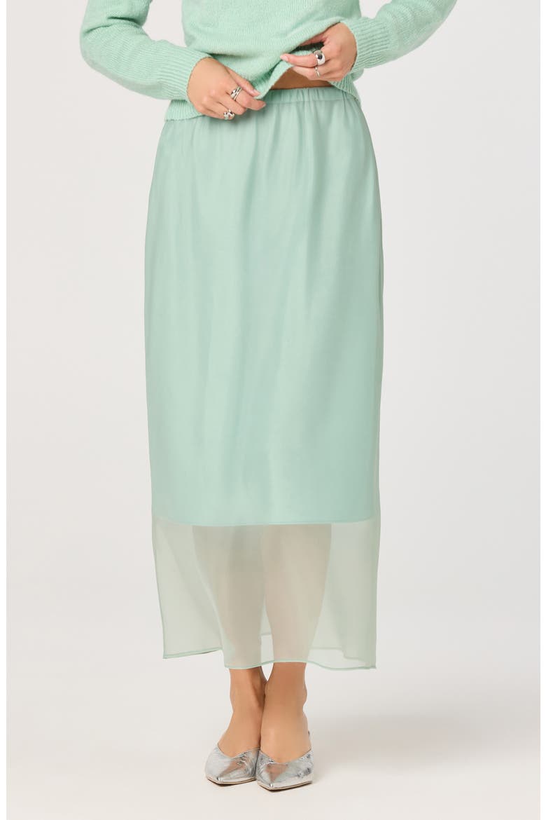 Keyara Sheer Overlay Midi Skirt, Alternate, color, MINT