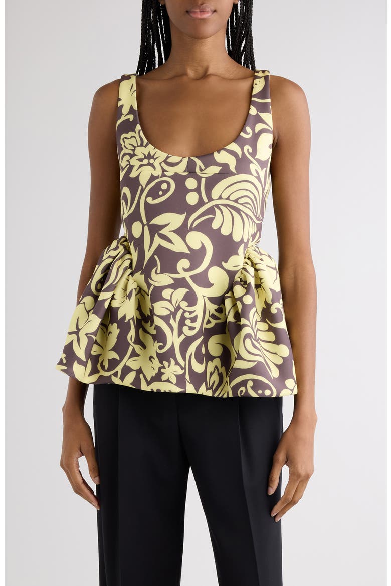 Caylo Historical Floral Scuba Knit Top, Main, color, TAUPE
