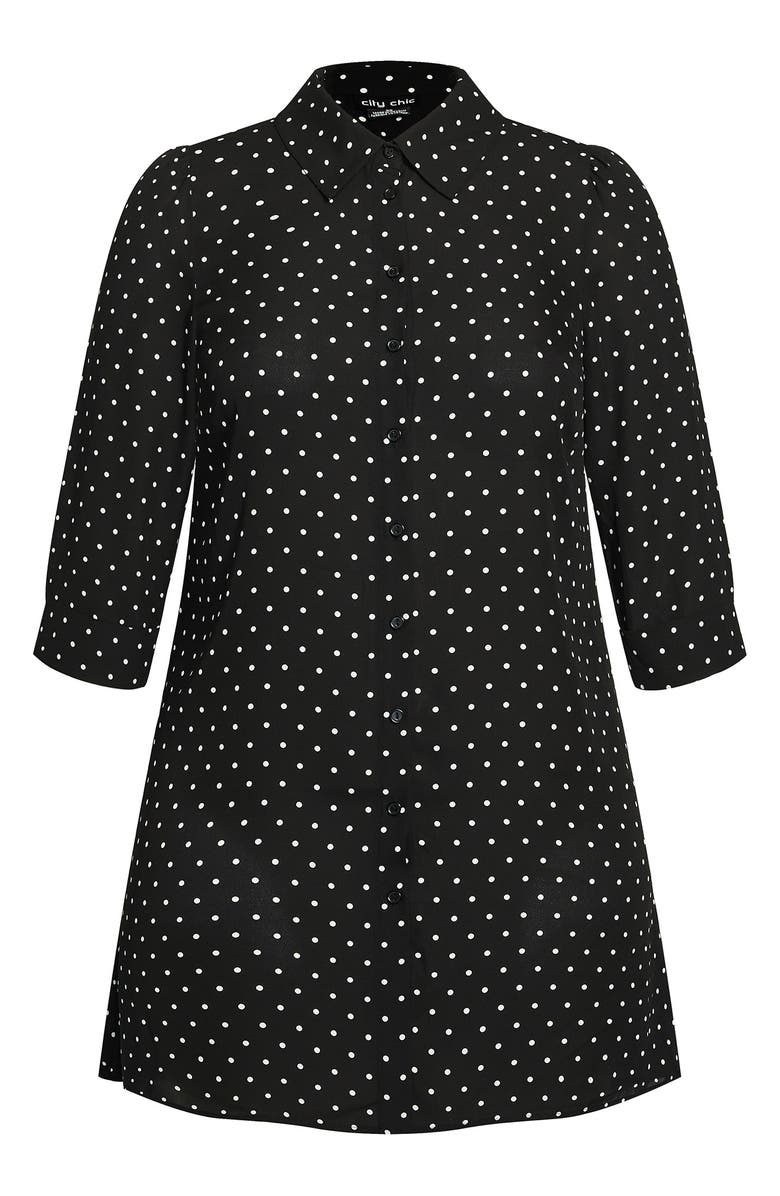 City Chic Dainty Spot Button-Up Shirt, Alternate, color, 