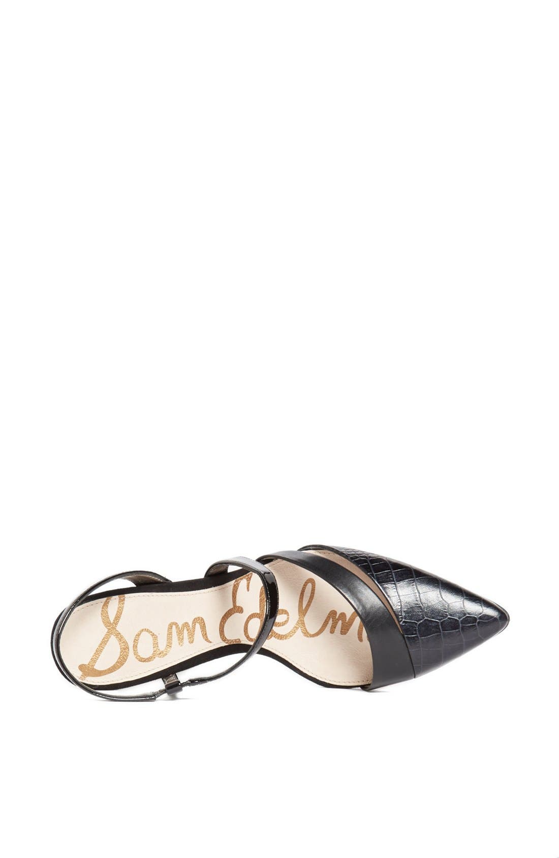 'Othello' Croc Embossed Pointy Toe Pump, Alternate, color, BLACK LEATHER/ CROCODILE