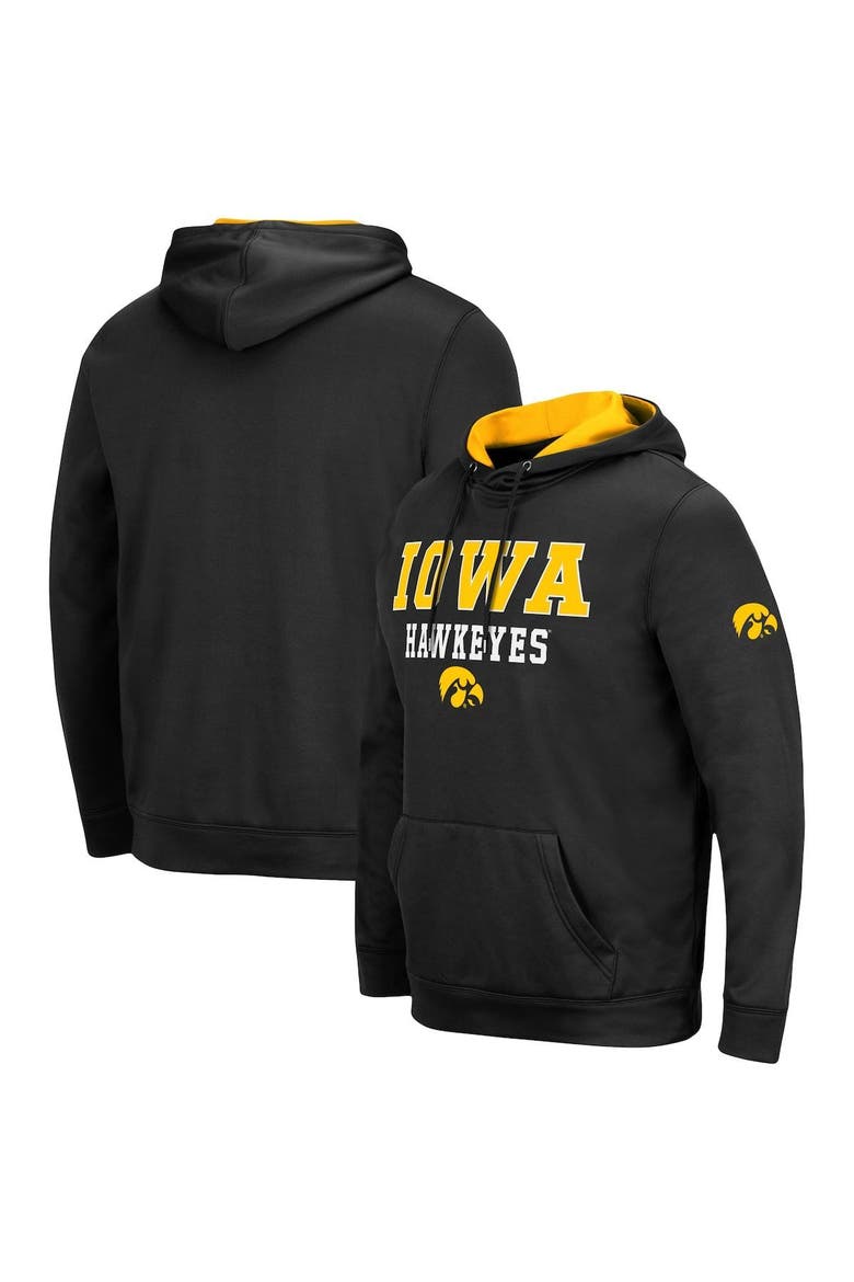 Men's Colosseum Black Iowa Hawkeyes Sunrise Pullover Hoodie, Alternate, color, Black